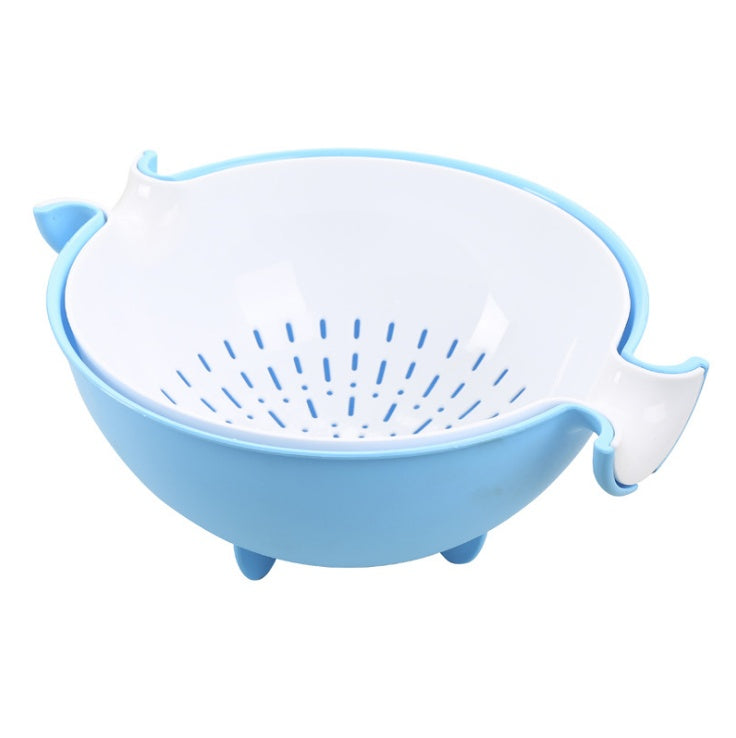 Multifunctional rotary drain basket plastic round double fruit basket washing basket